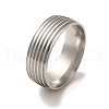 201 Stainless Steel Grooved Finger Ring Findings STAS-G306-03P-1