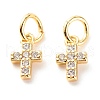 Brass Micro Pave Clear Cubic Zirconia Pendants ZIRC-P094-18G-RS-2