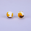 Printed Round with Sunflower Pattern Silicone Focal Beads SI-JX0056A-211-1