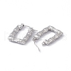 Tarnish Resistant 304 Stainless Steel Rectangle with Bamboo Hoop Earrings for Women EJEW-G314-09P-2