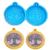 Flat Round with Tree of Life Pendant Silicone Molds DIY-I088-03-1