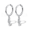S925 Sterling Silver Cubic Zirconia Lightning Hoop Earrings OB5526-14-1