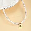 Alloy Initial Pendant White Round Imitation Pearl Beaded Necklaces for Women WG5A9DE-02-1