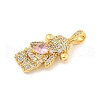 Rack Plating Brass Micro Pave Clear Cubic Zirconia Pendants KK-P277-37G-2