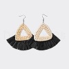 (Jewelry Parties Factory Sale)Handmade Reed Cane/Rattan Woven Dangle Earrings EJEW-JE03033-02-1