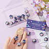 SUNNYCLUE 30pcs Round with Flower Pattern Silicone Focal Beads SIL-SC0002-03D-3