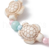 Dyed Natural Malaysia Jade & Synthetic Turquoise Turtle Beaded Stretch Bracelets BJEW-JB09949-01-3