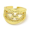 Rack Plating Brass Micro Pave Cubic Zirconia Chains Open Cuff Rings for Women RJEW-I104-08G-2
