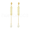 Natural Cultured Freshwater Pearl Beads & Brass Dangle Stud Earrings for Women EJEW-TA00555-1