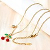 304 Stainless Steel Red Enamel Pendant Necklaces for Women NJEW-U043-02C-G-3