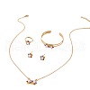 Flower Alloy Enamel Pendant Necklaces & Rings & Cuff Bangle & Stud Earrings Sets for Kids FS-WGD9166-01-5