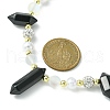 Natural Obsidian Bullet & Synthetic Moonstone Beaded Necklaces NJEW-JN04406-01-3