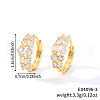 Brass Clear Cubic Zirconia Flat Round Hoop Earrings PR2276-2-3