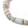 Natural Lava Rock & Synthetic Aqua Terra Jasper & Natural Aquamarine Beads Strethch Bracelets BJEW-JB11666-01-3