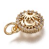 Brass Micro Pave Clear Cubic Zirconia Charms ZIRC-C020-70G-3