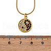 304 Stainless Steel Crystal & Jet Rhinestone Yin-yang Pendant Round Snake Chain Necklaces for Women NJEW-Z044-12G-5