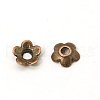 Red Copper Tibetan Silver Flower Bead Caps X-K0PCP061-1