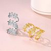 925 Sterling Silver Micro Pave Cubic Zirconia Adjustable Open Cuff Rings for Women FS-WG4488D-02-1