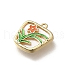 Brass Pave Natural White Shell Trapezoid Charms KK-K378-60G-2