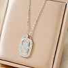 Fashionable Brass Crystal Rhinestone Rectangle Hamsa Hand Pendant Necklaces GR7857-2-1