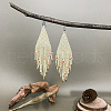 Bohemian Style Handmade Glass Beads Flower Tassel Dangle Earrings HW9657-5