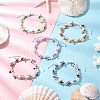 Dyed Synthetic Turquoise & ABS Plastic Imitation Pearl Beaded Braided Bead Bracelets for Women BJEW-JB11906-1
