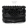 4Pcs 4 Styles Cowhide & Imitation Leather & Beaded Bracelet Set for Men Women FS-WG0FA9F-01-5