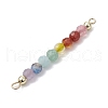 Natural Agate & Carnelian & Green Aventurinee & Aquamarine & Amethyst Faceted Round Beaded Chakra Connector Charms PALLOY-JF03455-5