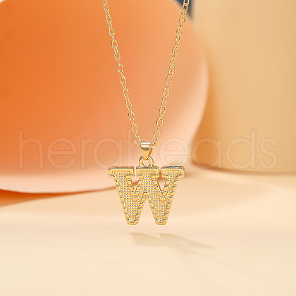 Alloy Textured Initial Pendant Necklaces FS-WG9837C-23-1