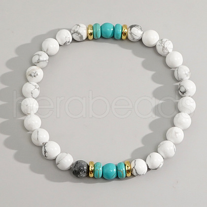 Bohemian Natural Howlite Beads Stretch Bracelets FP0420-2-1
