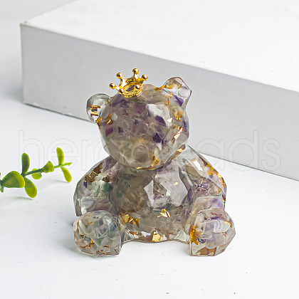 Natural Fluorite Crown Bear Display Decorations WG56055-04-1