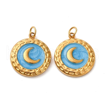304 Stainless Steel Enamel Pendants STAS-U061-34G-B02-1