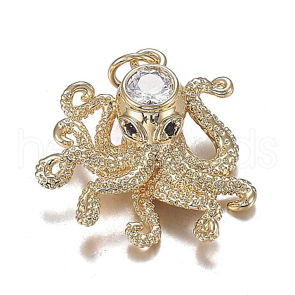 Brass Micro Clear & Black Cubic Zirconia Pendants X-ZIRC-F120-067G-1