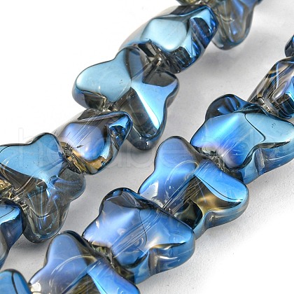 Half Plated Electroplate Transparent Glass Beads Strands EGLA-G037-11A-HP01-1