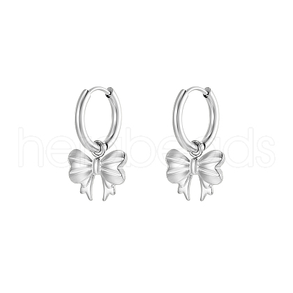 Stainless Steel Bowknot Dangle Earrings UM1027-2-1