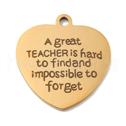 Teachers' Day PVD Vacuum Plating 201 Stainless Steel Pendants STAS-L079-23G-04-1