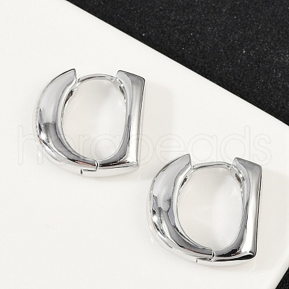 Brass D-Shaped Hoop Earrings EJEW-Q016-17P-1