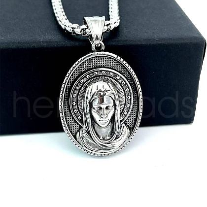 Ancient Greek Stainless Steel Religion Embossed Saint Pendant Punk Hip-hop Necklaces HV5728-1-1