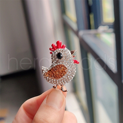 Chick Alloy Rhinestone Brooches PW-WG23392-01-1