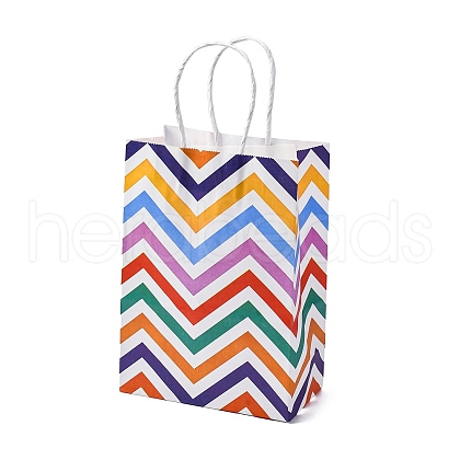 Wave Shaped Print Paper Packing Tote Bags CARB-R001-01C-1