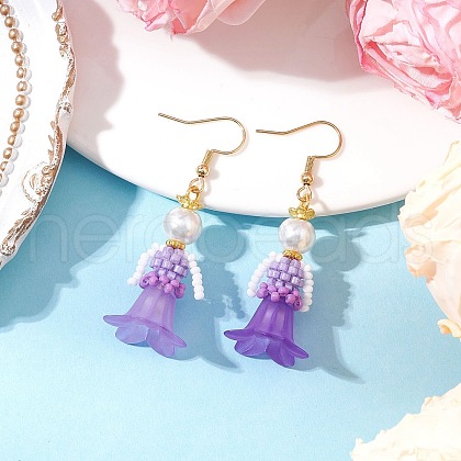 Human Handmade Glass Seed Beads Dangle Earrings EJEW-MZ00446-02-1