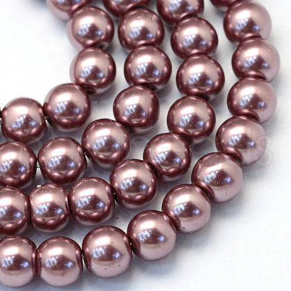 Baking Painted Pearlized Glass Pearl Round Bead Strands HY-Q003-6mm-58-1