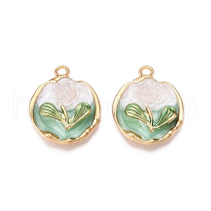 Rack Plating Alloy Enamel Pendants ENAM-N056-414-1
