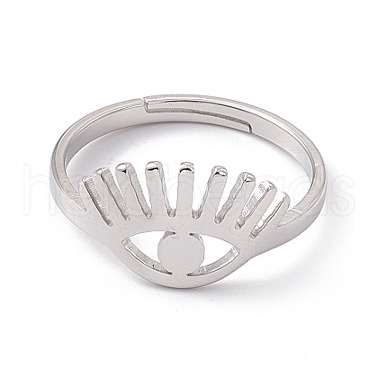 Non-Tarnish 201 Stainless Steel Evil Eye Adjustable Ring for Women RJEW-K238-13P-1