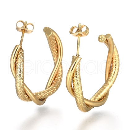 304 Stainless Steel Half Hoop Earrings EJEW-F257-08G-1