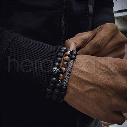 Fashion Retro Black Matte Bracelet Set with Zircon Crown ZZ8347-4-1