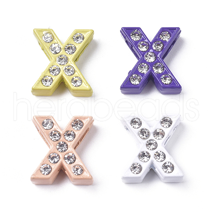 Alloy Rhinestone Slide Charms PALLOY-WH0070-22X-1