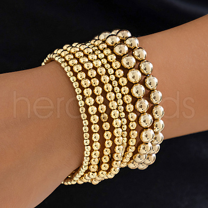 8Pcs 8 Styles Brass & CCB Beaded Stretch Bracelet Set WGE7C54-10-1