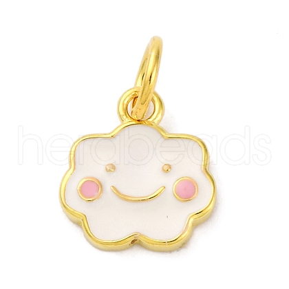925 Sterling Silver White and Pink Enamel Smiling Face Cloud Charms STER-D303-03G-1