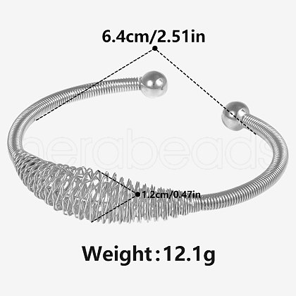 Stylish 304 Stainless Steel Spring Wire Cuff Bangles XA6036-1-1